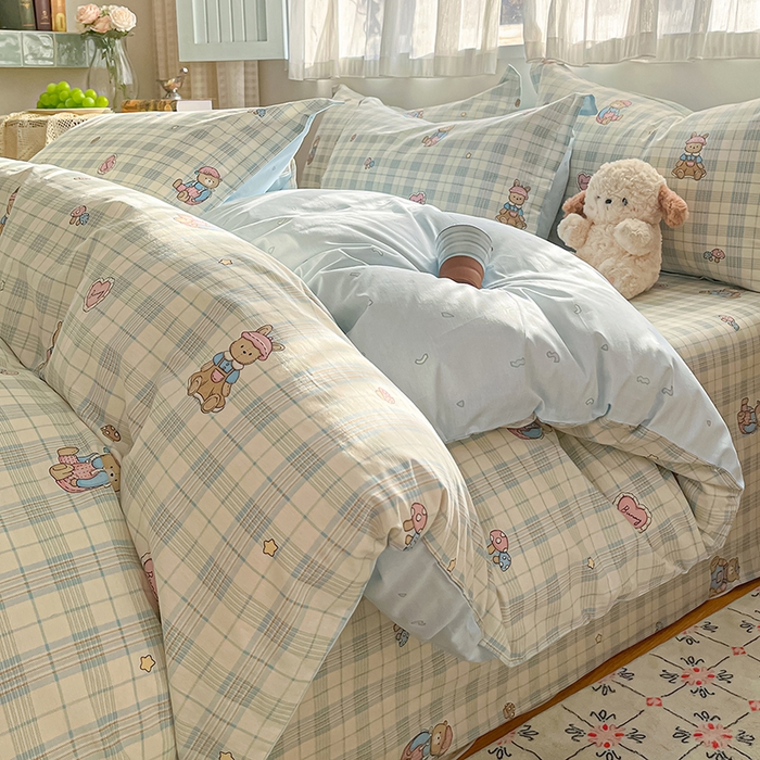 花梦欣 2026新款全棉印花系列简约卡通款四件套 乖乖熊
