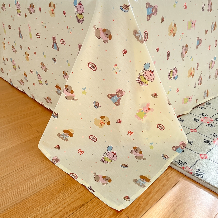 91家纺网 家纺一手货源 找家纺 花梦欣 2026新款全棉印花系列简约卡通款四件套 韩系小萌物