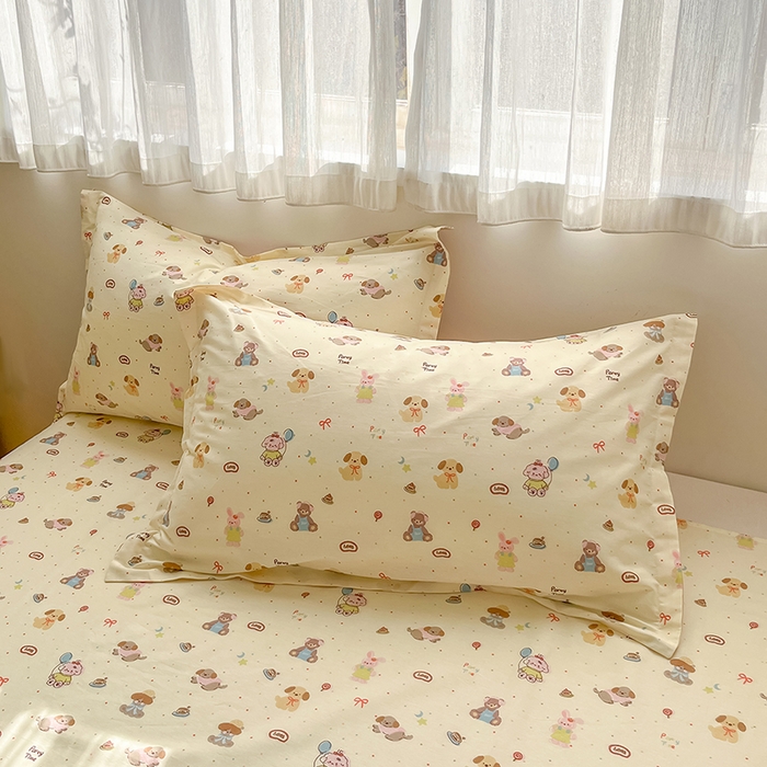 91家纺网 家纺一手货源 找家纺 花梦欣 2026新款全棉印花系列简约卡通款四件套 韩系小萌物