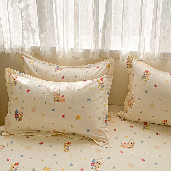 91家纺网 家纺一手货源 找家纺 花梦欣 2026新款全棉印花系列简约卡通款四件套 快乐小星