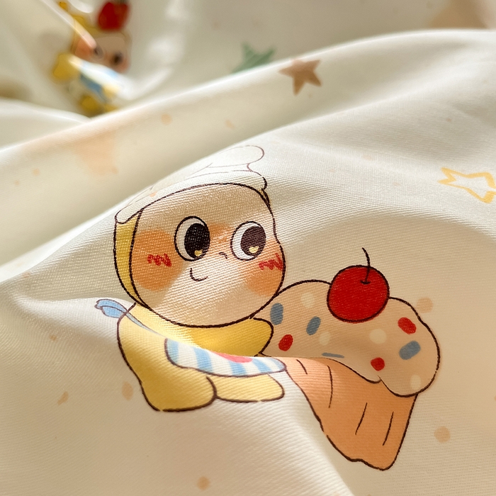 91家纺网 家纺一手货源 找家纺 花梦欣 2026新款全棉印花系列简约卡通款四件套 快乐小星