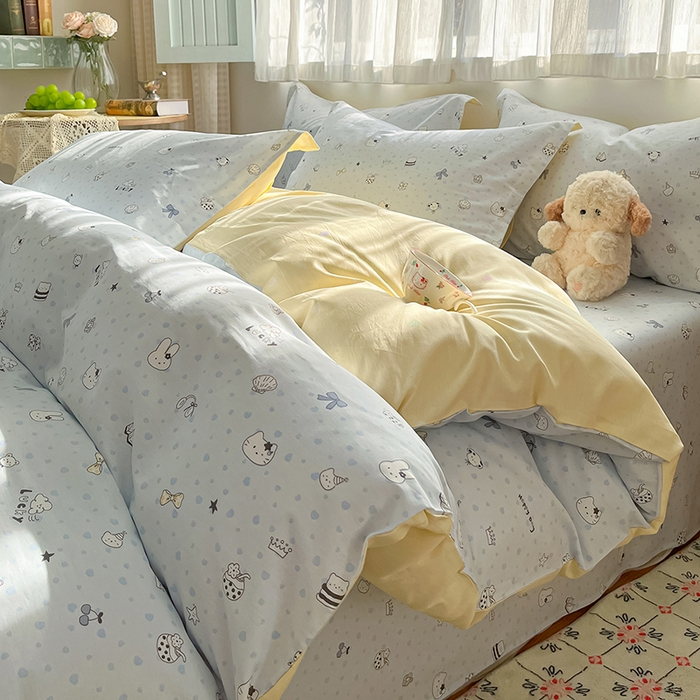 花梦欣 2026新款全棉印花系列简约卡通款四件套 路灯影院