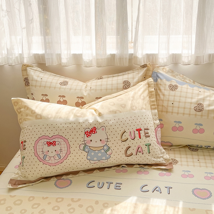 91家纺网 家纺一手货源 找家纺 花梦欣 2026新款全棉印花系列简约卡通款四件套 萌萌凯蒂