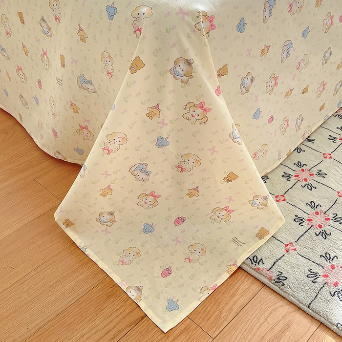 91家纺网 家纺一手货源 找家纺 花梦欣 2026新款全棉印花系列简约卡通款四件套 萌趣汪汪