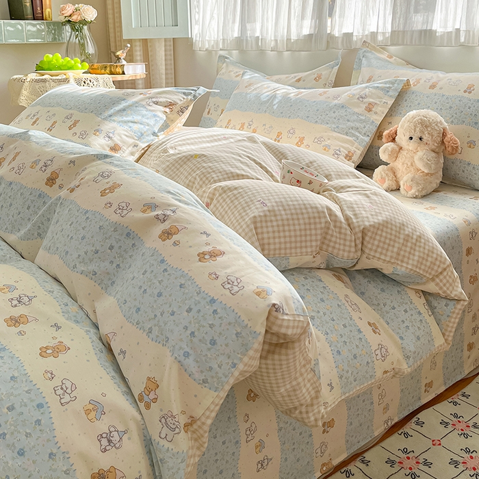 花梦欣 2026新款全棉印花系列简约卡通款四件套 三小只