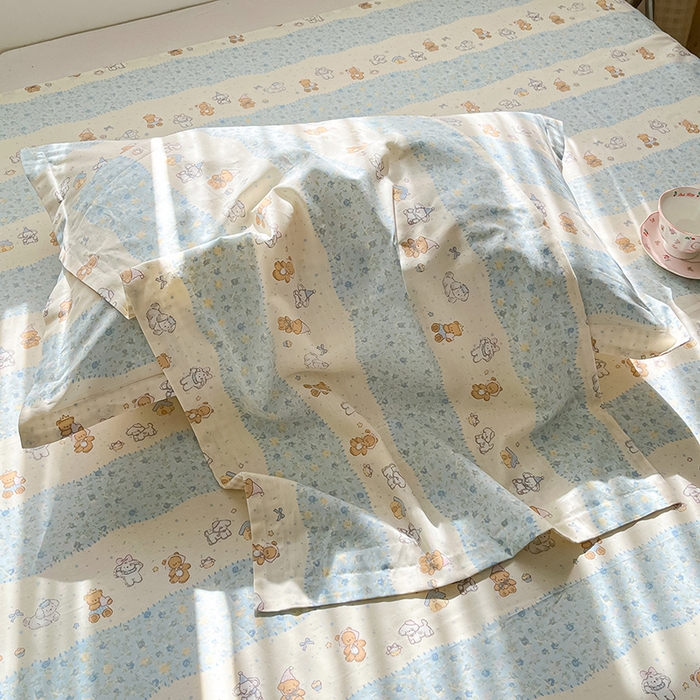 91家纺网 家纺一手货源 找家纺 花梦欣 2026新款全棉印花系列简约卡通款四件套 三小只