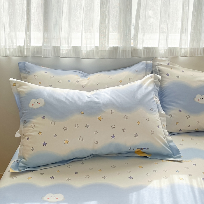 91家纺网 家纺一手货源 找家纺 花梦欣 2026新款全棉印花系列简约卡通款四件套 星辰入梦