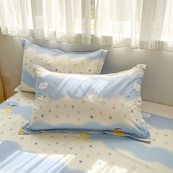 91家纺网 家纺一手货源 找家纺 花梦欣 2026新款全棉印花系列简约卡通款四件套 星辰入梦