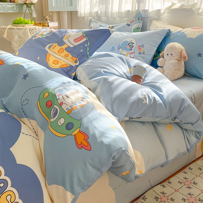 花梦欣 2026新款全棉印花系列简约卡通款四件套 星际漫游记