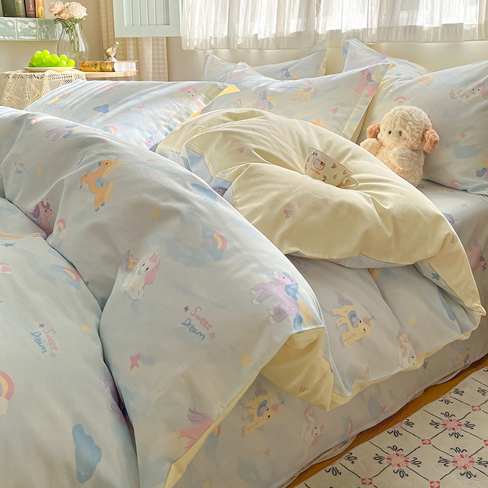 花梦欣 2026新款全棉印花系列简约卡通款四件套 星芒小马