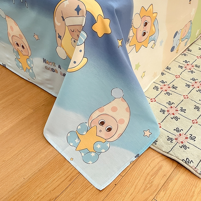 91家纺网 家纺一手货源 找家纺 花梦欣 2026新款全棉印花系列简约卡通款四件套 星梦童话