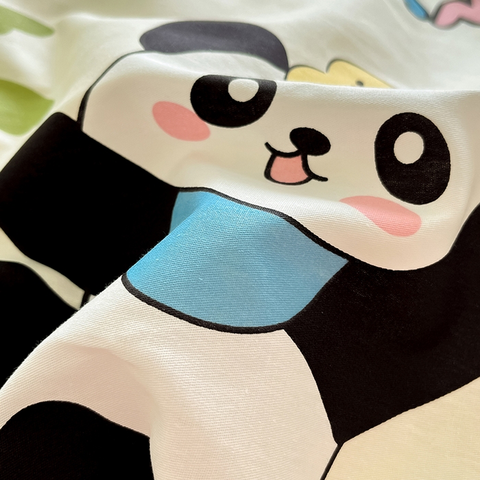 91家纺网 家纺一手货源 找家纺 花梦欣 2026新款全棉印花系列简约卡通款四件套 熊猫鸭鸭乐绿