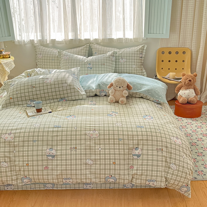 91家纺网 家纺一手货源 找家纺 花梦欣 2026新款全棉印花系列简约卡通款四件套 元气小布