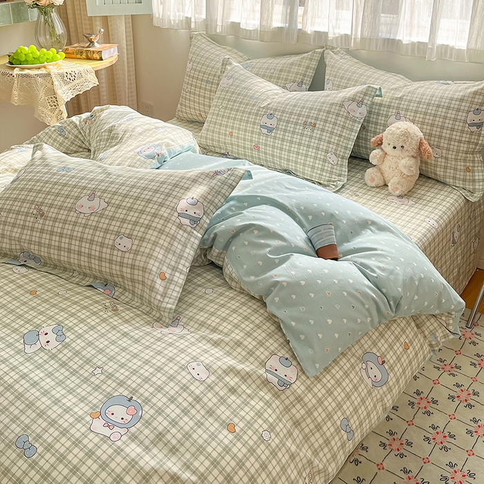 91家纺网 家纺一手货源 找家纺 花梦欣 2026新款全棉印花系列简约卡通款四件套 元气小布