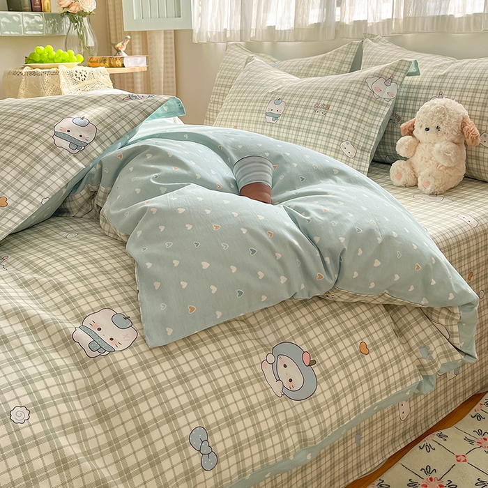 91家纺网 家纺一手货源 找家纺 花梦欣 2026新款全棉印花系列简约卡通款四件套 元气小布