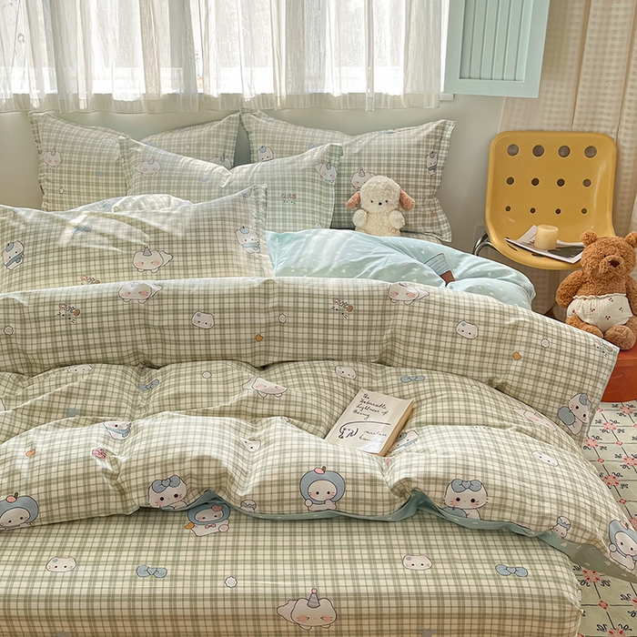 91家纺网 家纺一手货源 找家纺 花梦欣 2026新款全棉印花系列简约卡通款四件套 元气小布