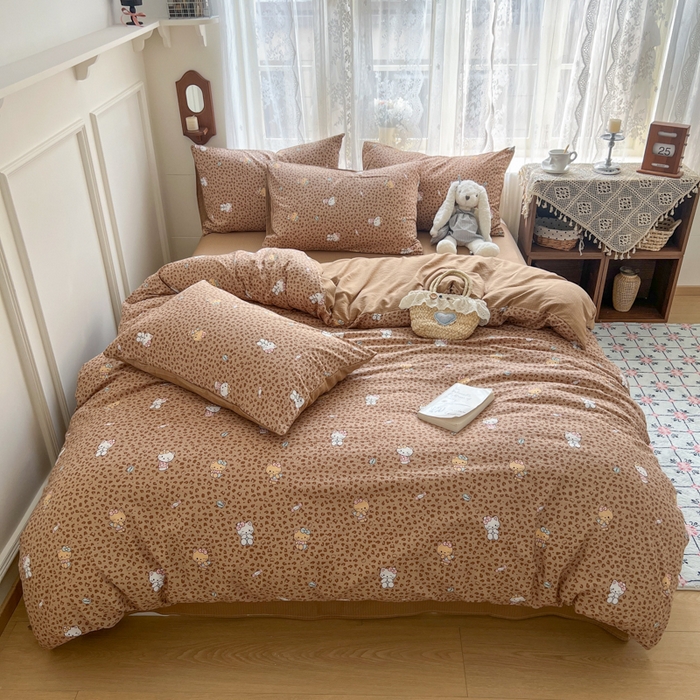 91家纺网 家纺一手货源 找家纺 （总）妖妖家纺 2026新款敲可爱的奶呼呼云感双层纱简约四件套系列