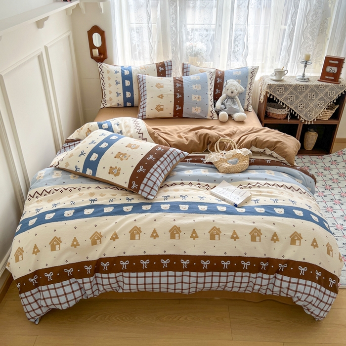 91家纺网 家纺一手货源 找家纺 （总）妖妖家纺 2026新款敲可爱的奶呼呼云感双层纱简约四件套系列