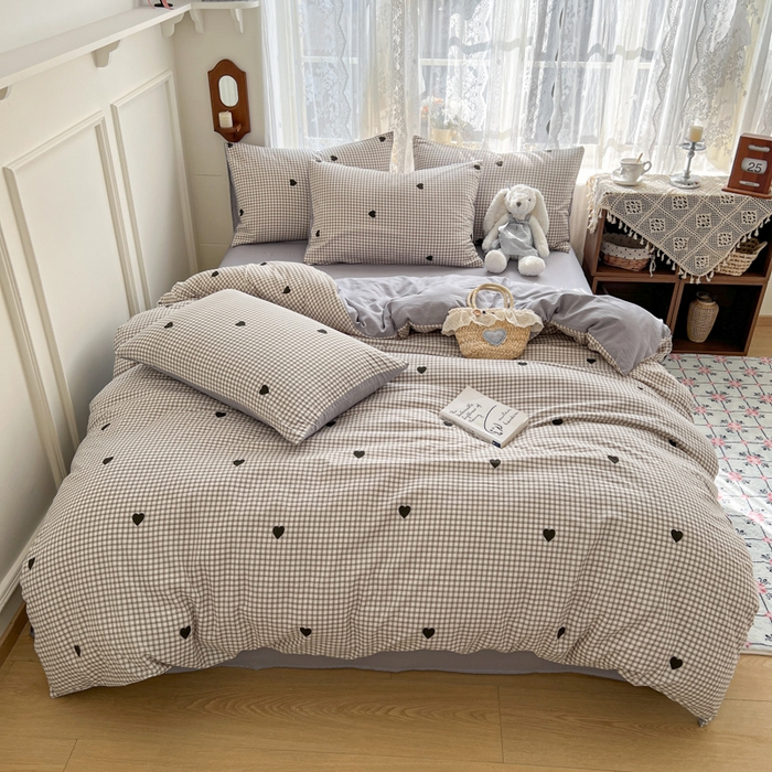 91家纺网 家纺一手货源 找家纺 （总）妖妖家纺 2026新款敲可爱的奶呼呼云感双层纱简约四件套系列