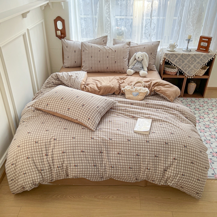 91家纺网 家纺一手货源 找家纺 （总）妖妖家纺 2026新款敲可爱的奶呼呼云感双层纱简约四件套系列