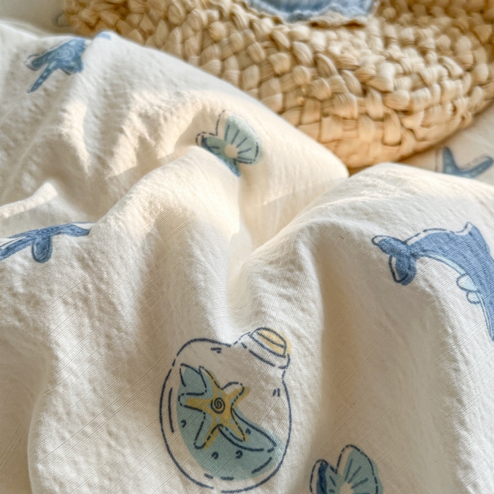 91家纺网 家纺一手货源 找家纺 妖妖家纺 2026新款敲可爱的奶呼呼云感双层纱简约四件套系列 浪沫星光