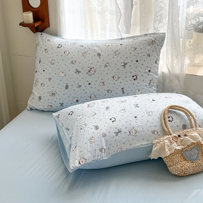 91家纺网 家纺一手货源 找家纺 妖妖家纺 2026新款敲可爱的奶呼呼云感双层纱简约四件套系列 萌宝乖乖