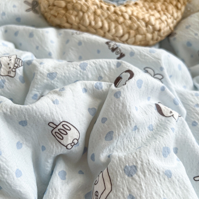 91家纺网 家纺一手货源 找家纺 妖妖家纺 2026新款敲可爱的奶呼呼云感双层纱简约四件套系列 萌宝乖乖