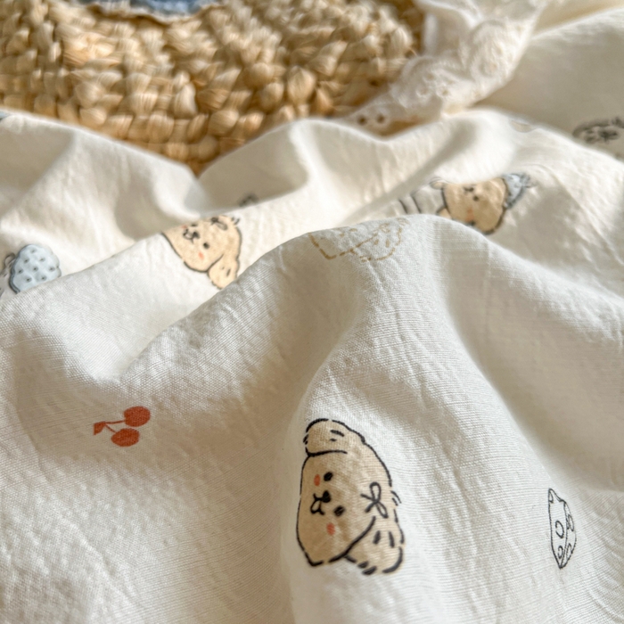 91家纺网 家纺一手货源 找家纺 妖妖家纺 2026新款敲可爱的奶呼呼云感双层纱简约四件套系列 汪汪团簇