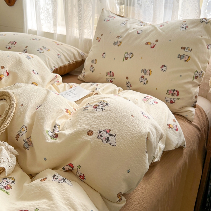 妖妖家纺 2026新款敲可爱的奶呼呼云感双层纱简约四件套系列 温馨童梦