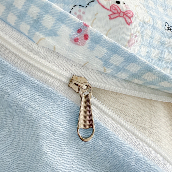 91家纺网 家纺一手货源 找家纺 妖妖家纺 2026新款敲可爱的奶呼呼云感双层纱简约四件套系列 小狗伙伴