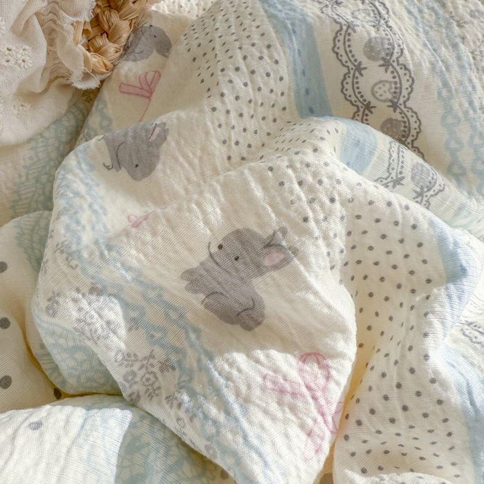 91家纺网 家纺一手货源 找家纺 妖妖家纺 2026新款敲可爱的奶呼呼云感双层纱简约四件套系列 小兔啵啵花