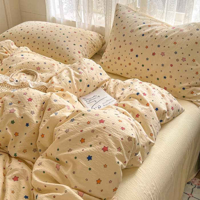 妖妖家纺 2026新款敲可爱的奶呼呼云感双层纱简约四件套系列 星星流光