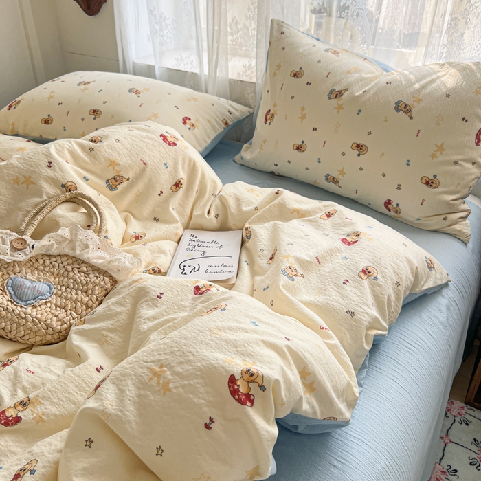 妖妖家纺 2026新款敲可爱的奶呼呼云感双层纱简约四件套系列 星星絮语