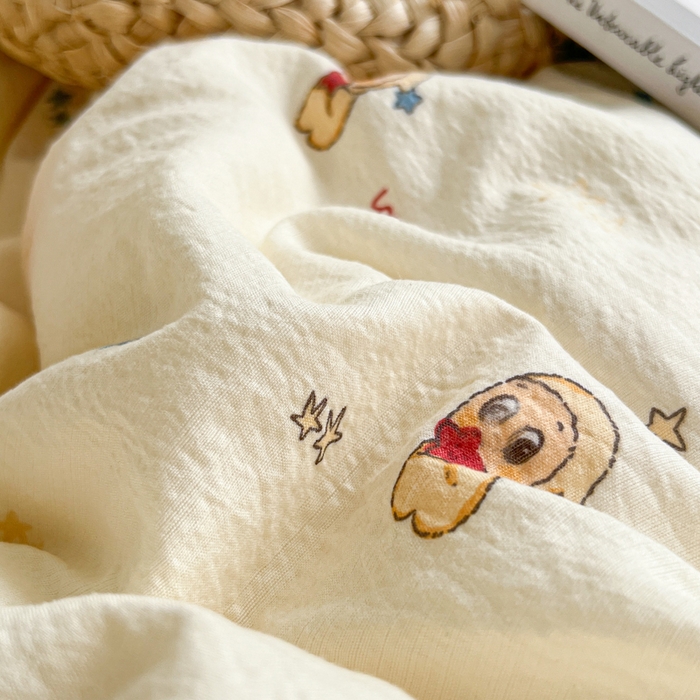 91家纺网 家纺一手货源 找家纺 妖妖家纺 2026新款敲可爱的奶呼呼云感双层纱简约四件套系列 星星絮语