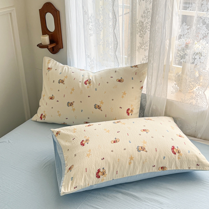 91家纺网 家纺一手货源 找家纺 妖妖家纺 2026新款敲可爱的奶呼呼云感双层纱简约四件套系列 星星絮语