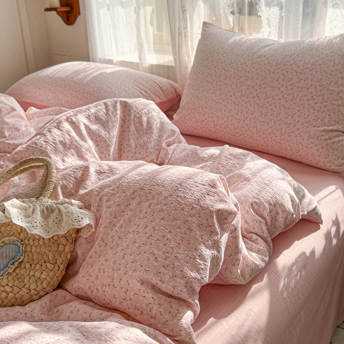 妖妖家纺 2026新款敲可爱的奶呼呼云感双层纱简约四件套系列 月垂瓣