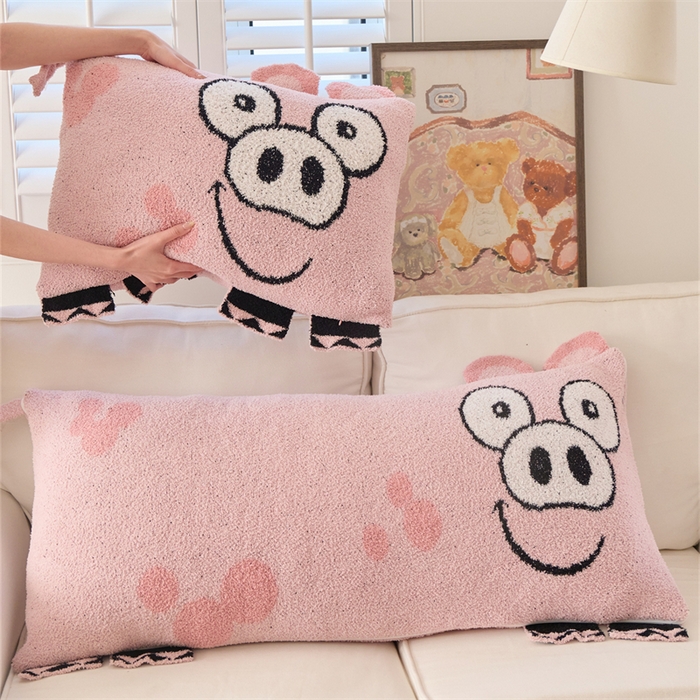 （总）暖绵绵家纺 2026新款可爱卡通半边绒抱枕含芯-黎花猪（大号抱枕券后/折后零售价不得低于153元，小号抱枕不得低于99元）
