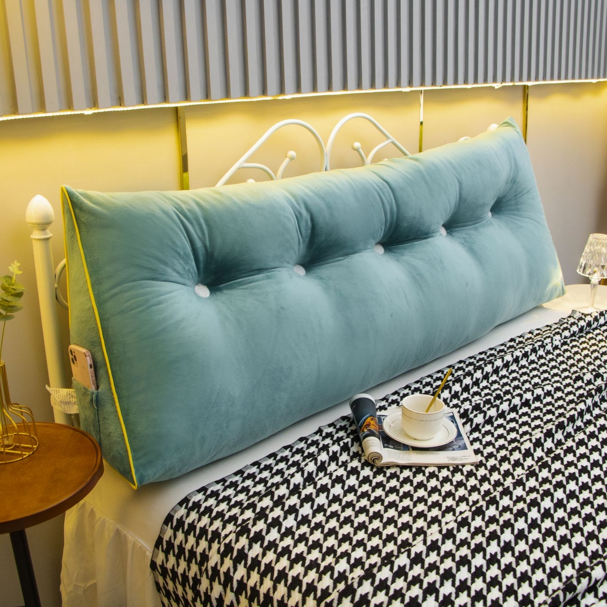 91家纺网 家纺一手货源 找家纺 沐沐家纺 2026新款宝宝绒三角大靠垫 湖绿