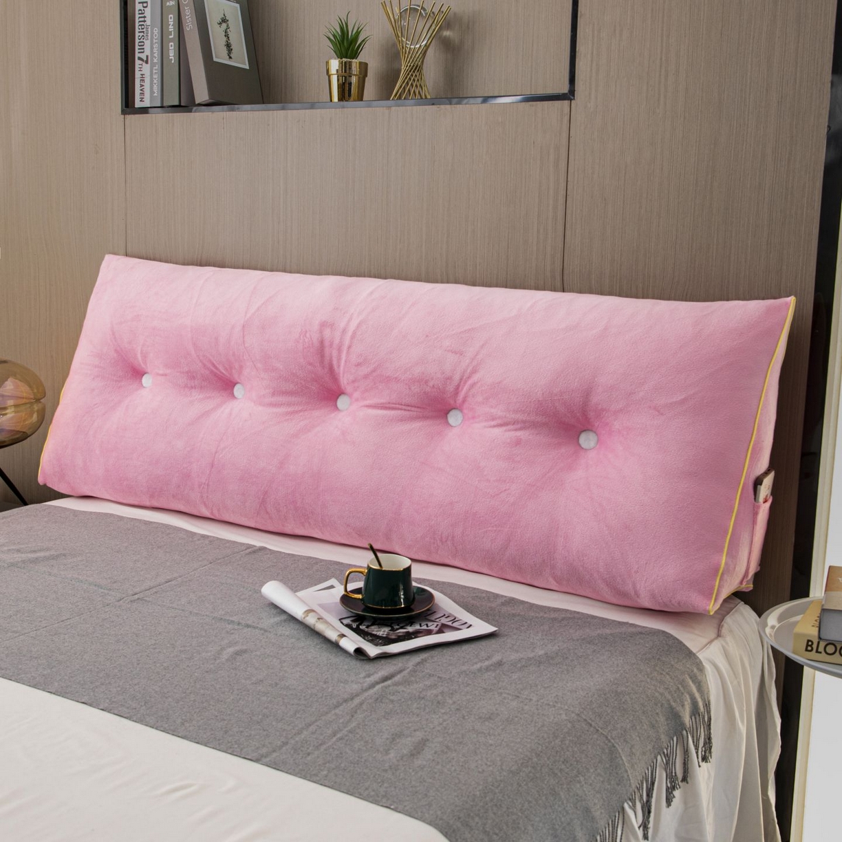 91家纺网 家纺一手货源 找家纺 沐沐家纺 2026新款宝宝绒三角大靠垫 粉色