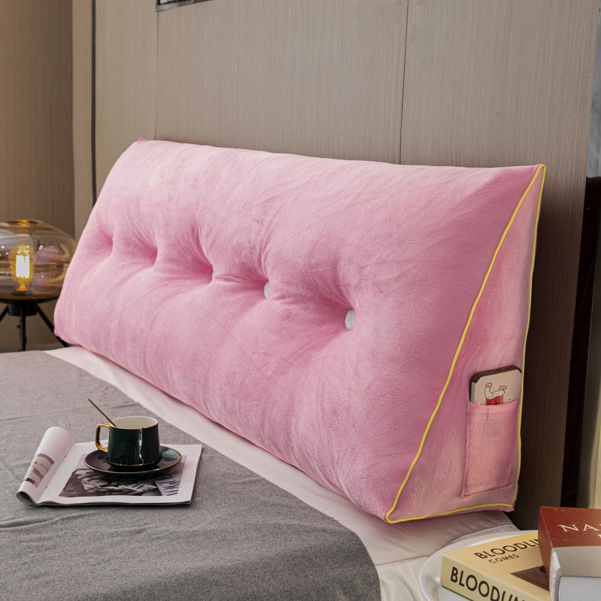 91家纺网 家纺一手货源 找家纺 沐沐家纺 2026新款宝宝绒三角大靠垫 粉色