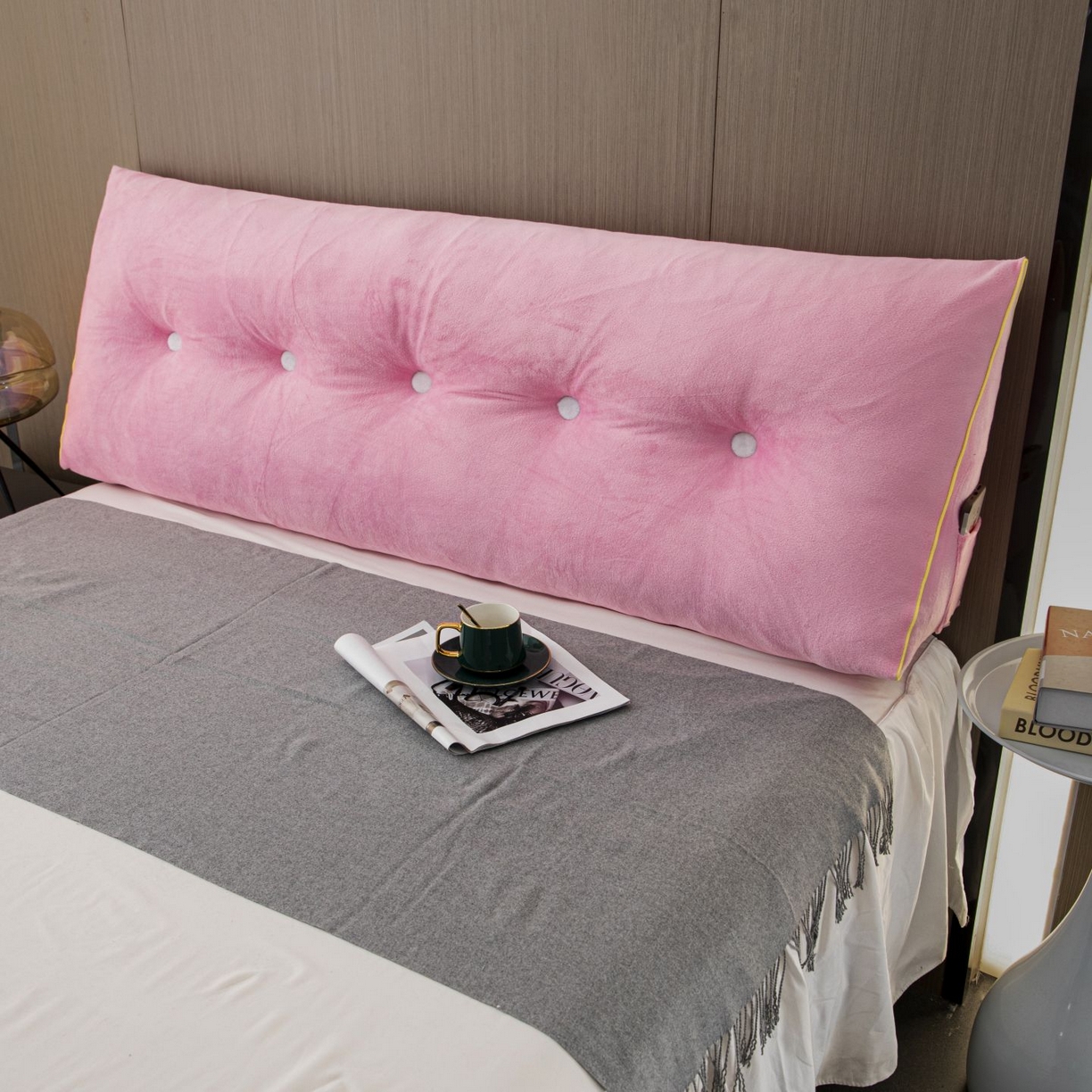 91家纺网 家纺一手货源 找家纺 沐沐家纺 2026新款宝宝绒三角大靠垫 粉色