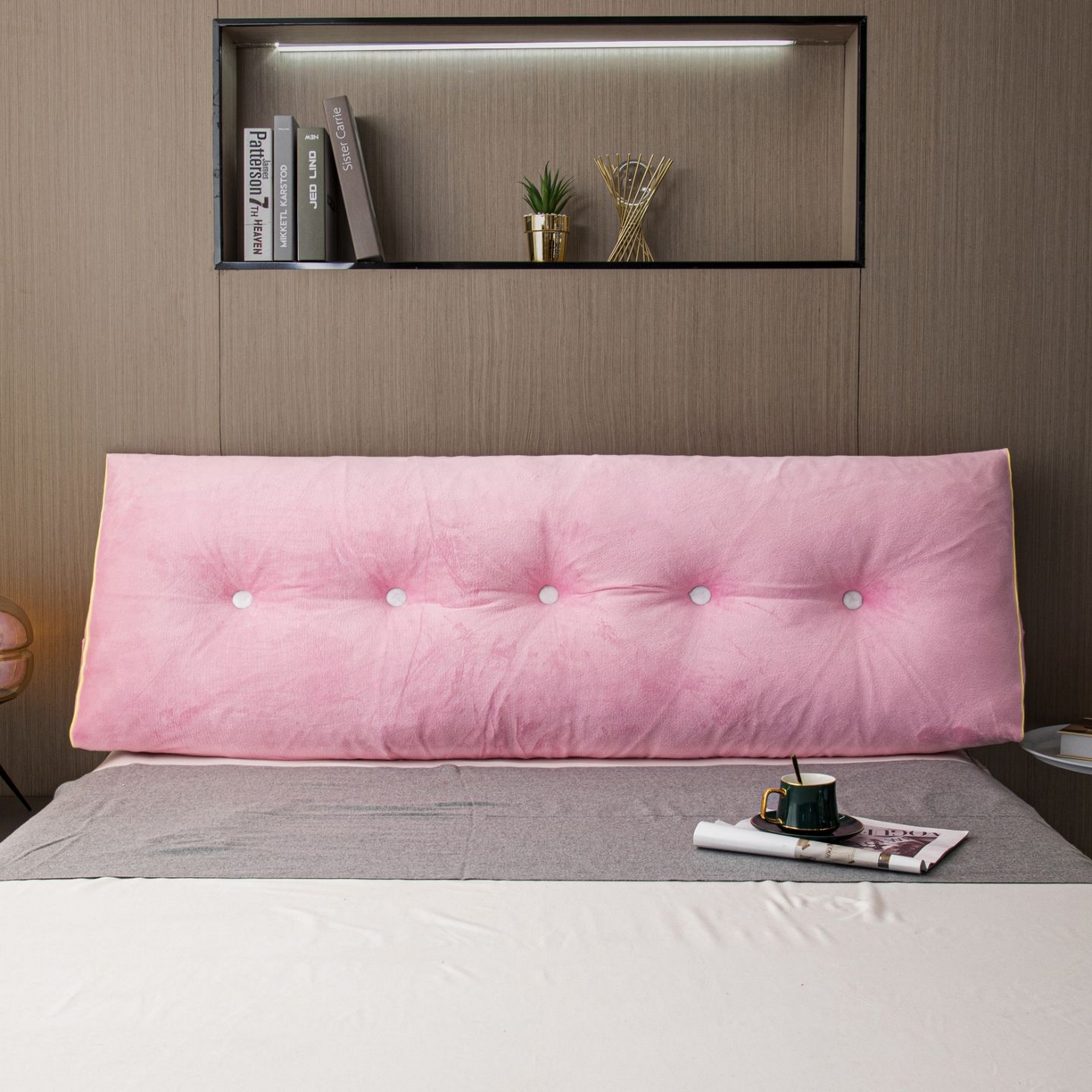 91家纺网 家纺一手货源 找家纺 沐沐家纺 2026新款宝宝绒三角大靠垫 粉色