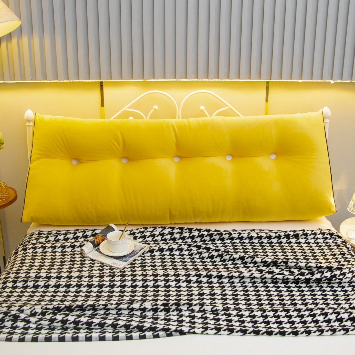 91家纺网 家纺一手货源 找家纺 沐沐家纺 2026新款宝宝绒三角大靠垫 黄色