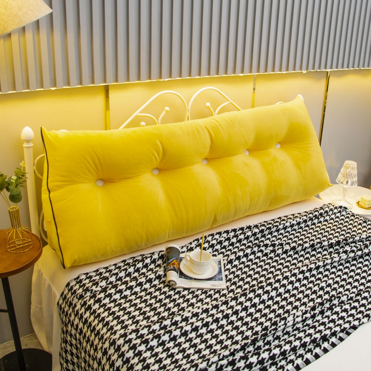 91家纺网 家纺一手货源 找家纺 沐沐家纺 2026新款宝宝绒三角大靠垫 黄色