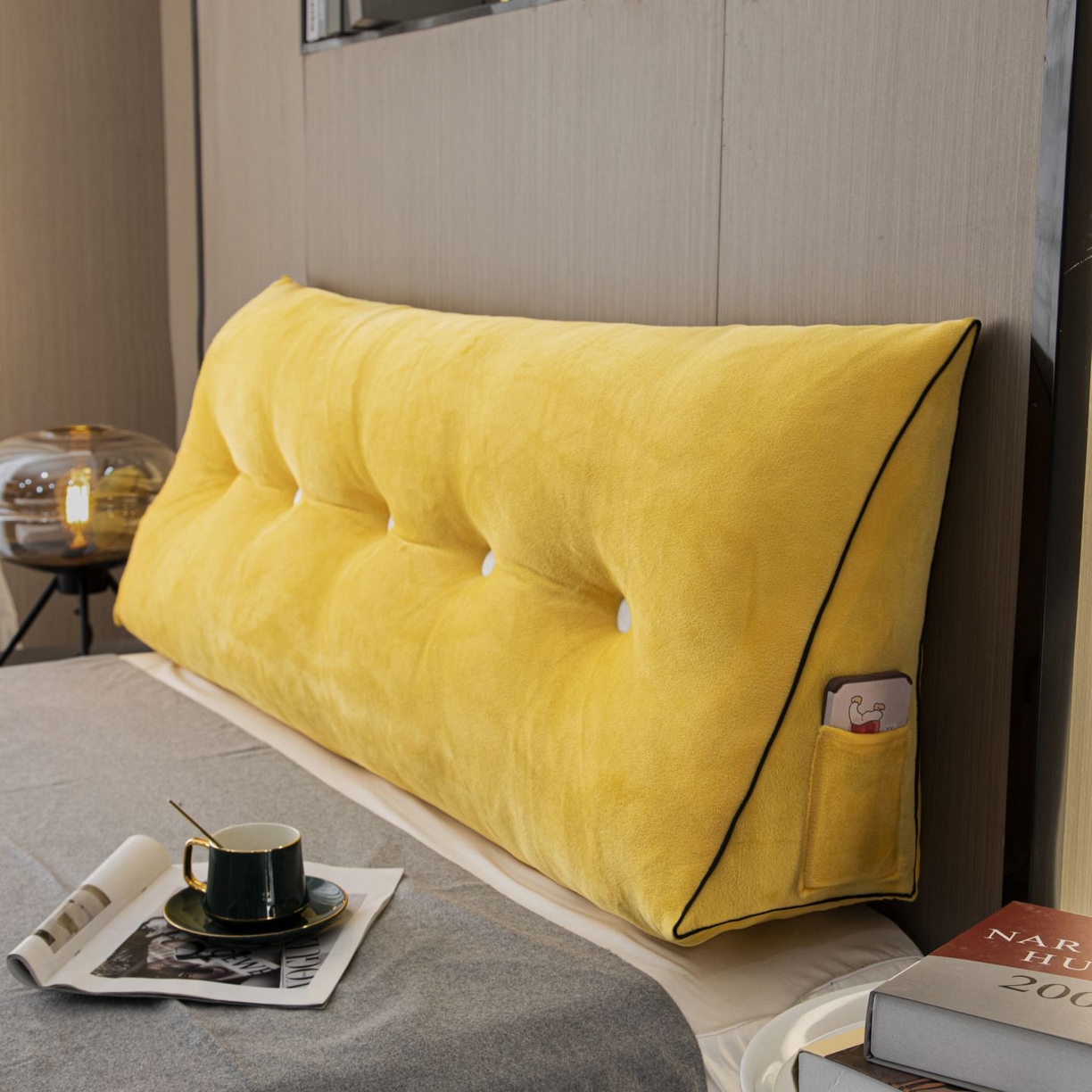 91家纺网 家纺一手货源 找家纺 沐沐家纺 2026新款宝宝绒三角大靠垫 黄色