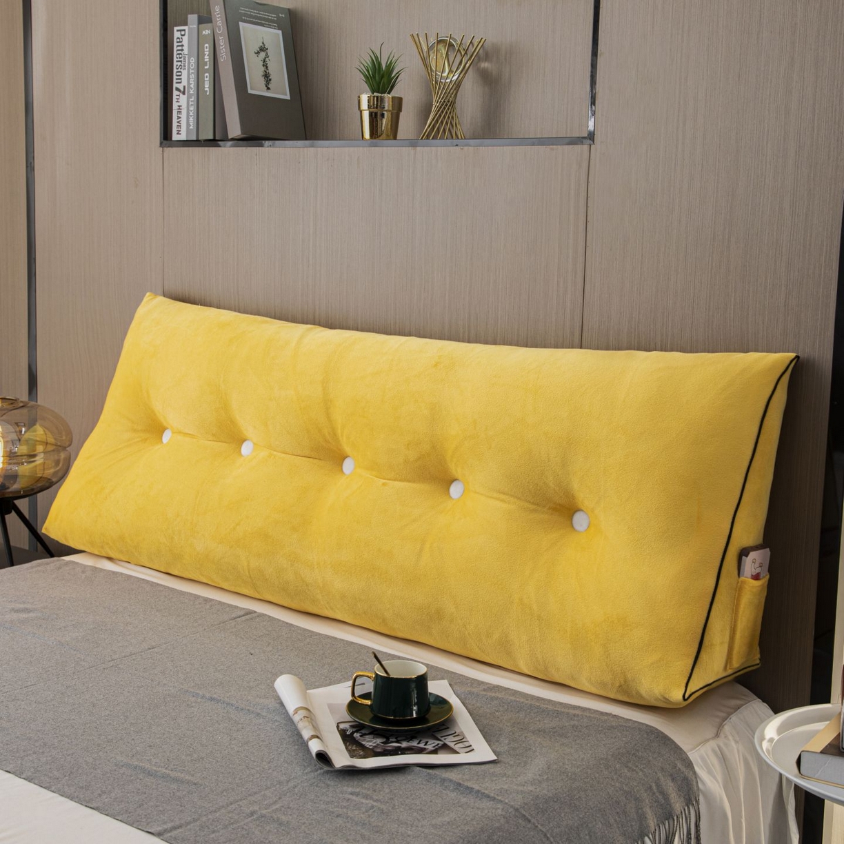 91家纺网 家纺一手货源 找家纺 沐沐家纺 2026新款宝宝绒三角大靠垫 黄色