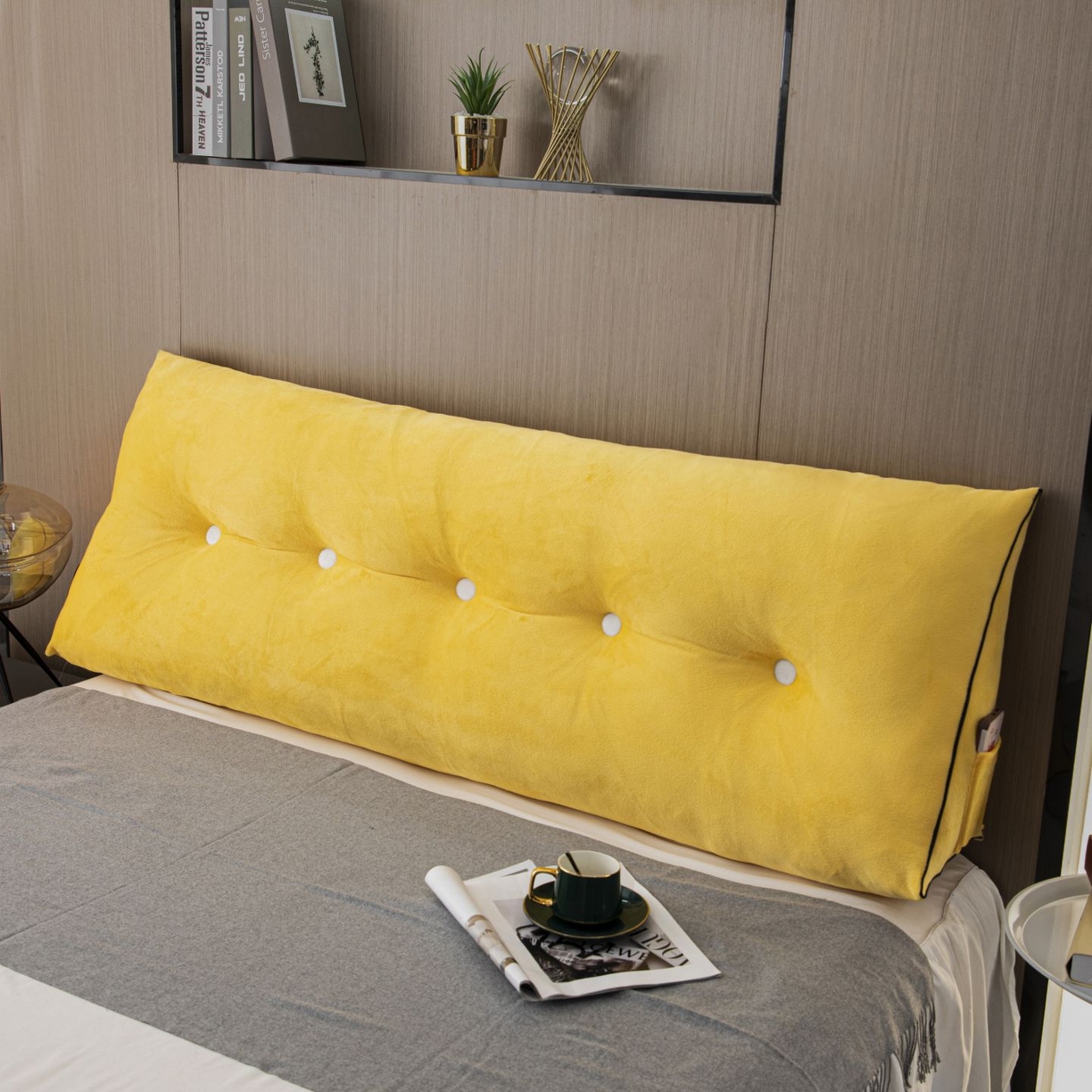 91家纺网 家纺一手货源 找家纺 沐沐家纺 2026新款宝宝绒三角大靠垫 黄色