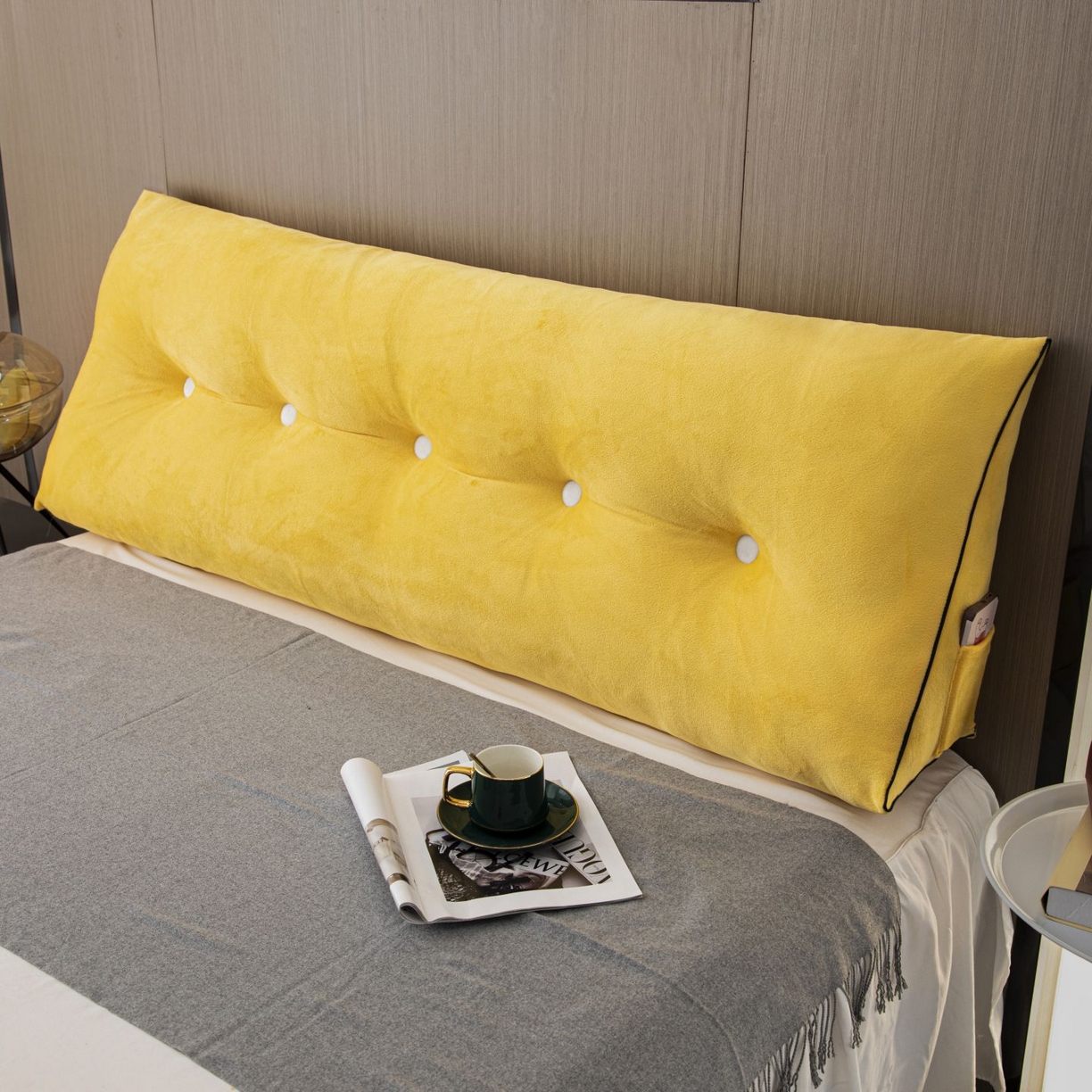 91家纺网 家纺一手货源 找家纺 沐沐家纺 2026新款宝宝绒三角大靠垫 黄色