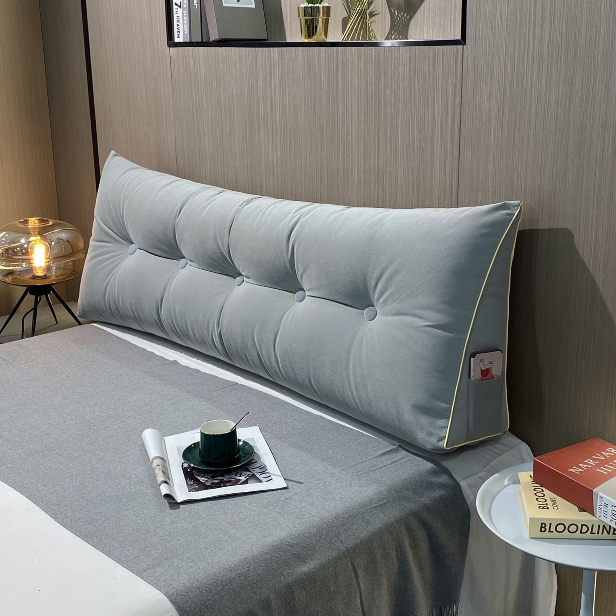 91家纺网 家纺一手货源 找家纺 沐沐家纺 2026新款宝宝绒三角大靠垫 浅灰