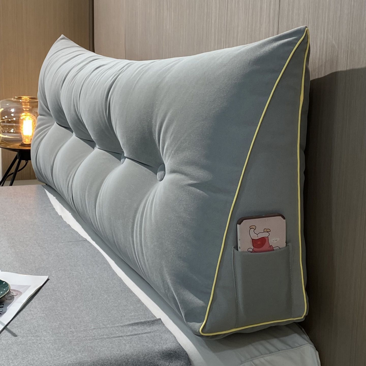 91家纺网 家纺一手货源 找家纺 沐沐家纺 2026新款宝宝绒三角大靠垫 浅灰